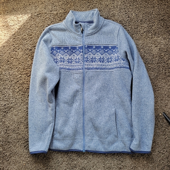 LAURA SCOTT NORDIC PRINT SWEATER JACKET BLUE SIZE Large Woman's - Picture 1 of 9